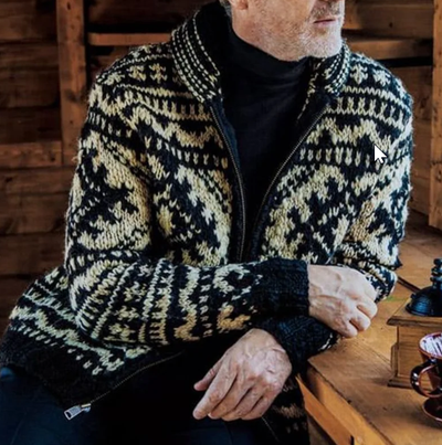 Lasevia | Winter Herrenpullover aus Wolle mit Reißverschluss