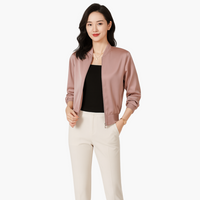 Damen Bomberjacke aus Satin mit Reißverschluss vorne – Rosa