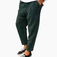 Herren Sommerhose aus Polyester mit Gummibund und Cordstruktur – Grün