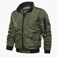 Herren Bomber jacke mit Reißverschluss und geripptem Saum – Grün