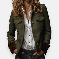 Darmae™ | Elegante Tweedjacke mit Samt-Details – Oliv