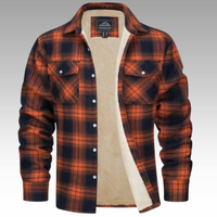 Truffel™ - Kariertes Truckerjacke mit Fleecefutter – Orange