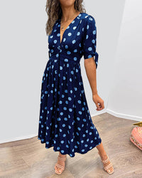 Martha | Retro-Polka-Dot Midi-Kleid – Marine