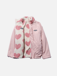 Wispase | Schlanke doppelseitige Oversized-Jacke mit Herzen – Rosa