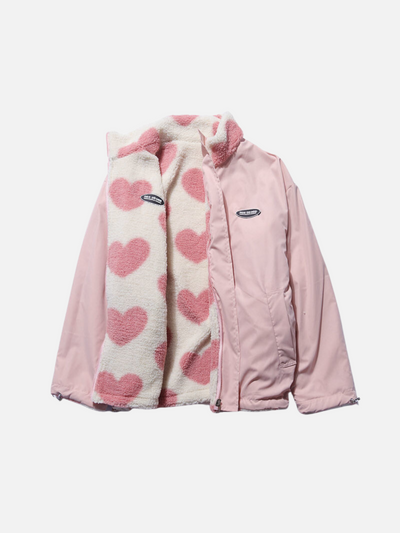 Wispase | Schlanke doppelseitige Oversized-Jacke mit Herzen