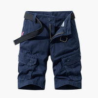 Herren Baumwoll-Cargo-Shorts mit Taschen und Gürtel – Marine