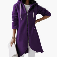 Langer Hoodie mit Reißverschluss für Damen – Lila