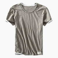Basic T-Shirt - Herren Rundhals Kurzarmshirt aus Baumwolle – Taupegrau