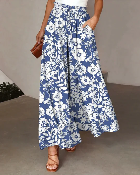 Heidi-Mode | Hose mit Weitem Bein und Floralem Muster