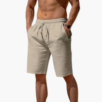 Herren Leinen Shorts mit Kordelzug für den Sommer – Beige