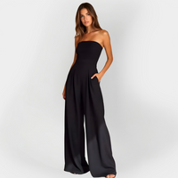 Zerya - Trägerloser Soft-Touch-Jumpsuit – Schwarz
