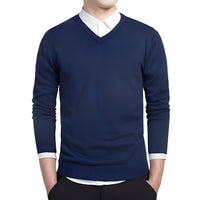 Tom - Komfortabler V-Ausschnitt-Pullover – Blau