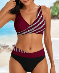 Deliana - Schickes gestreiftes Bikini-Set – Rot