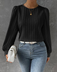 Bianca™ | Elegante Bluse mit langen Laternenärmeln – Schwarz