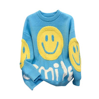 Anja | Großer Smiley Pullover – Blau
