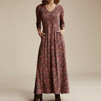 Adeline - Vintage-Kleid mit langen Ärmeln – Rot