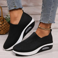 Hermina - Damen Slip-On Sneaker mit Strickstruktur – Schwarz