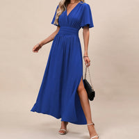 Leyli - Elegantes Midi-Kleid mit Schlitz – Blau