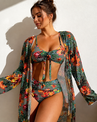 Gladys - Elegantes dreiteiliges Bikini – Grau