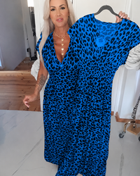 Dyshelle - Stilvolles Boho-Kleid mit V-Ausschnitt – Blau