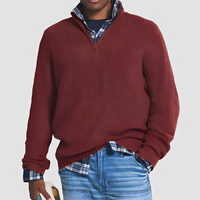 Constantine - Bequemer Herrenpullover mit Reißverschluss – Rot