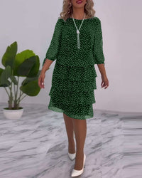 Rebekka - Schichtkleid mit Polka Dots – Grün