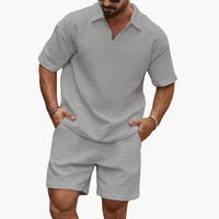 Sommer Set für Herren - Leichte Zweiteiler mit Poloshirt und Sweat Shorts – Grau
