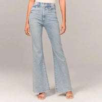Victoria -  Figurbetonte High-Rise Schlagjeans für Damen – Retro Blau