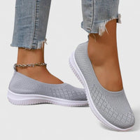 Lara | Damen Strick Ballerinas Slip-On Leicht Komfort Alltag Modern – Grau