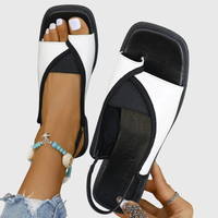 Selina | Damen Flache Sandalen Kontrastfarben Riemen Sommer Modern – Weiß