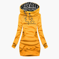 Franziska | Bedrucktes Pulloverkleid Heartbeat – Gelb