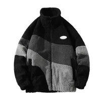 Winter Kunst pelz Fleecejacke Streetwear – Schwarz