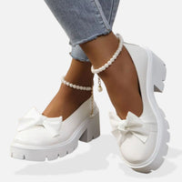 Heidi-Mode | Damen Plattform Loafers Schuhe – Weiß