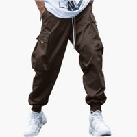 Herren-Cargo-Joggerhose mit Kordelzug und elastischen Bündchen – Braun