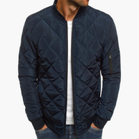 Herren Stepp Bomberjacke mit Reißverschluss und Ärmeltasche – Tibetisch Blau