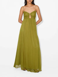 Eva™| Langes Kleid mit fließendem Fall und natürlicher Eleganz – Olivgrün