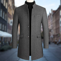 Eleganter schmal geschnittener Mantel für Männer – Grau