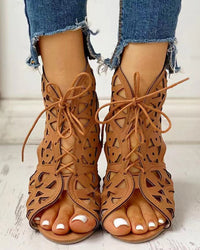 Heidi-Mode | Flache Sandalen mit Cutouts für Frauen – Braun