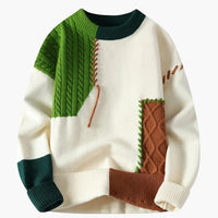 RÉVE | Patchwork-Pullover – Braun/Weiß