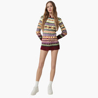 Damen pullover mit Rundhalsausschnitt und norwegischem Muster – Mehrfarbig 2