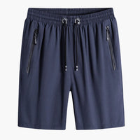 Herren Sommer Shorts mit Reißverschlusstaschen und Kordelzugbund – Blau