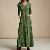 Adeline - Vintage-Kleid mit langen Ärmeln – Grün