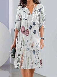 ALISA - FLIESSENDES KLEID MIT BLUMENMUSTER – Weiß