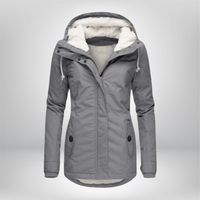 Winterjacke Damen mit Kapuze | Gefütterte Übergangsjacke – Grau