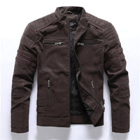 Herren-Motorradjacke mit cargoelementen | reißverschlussführung – Braun
