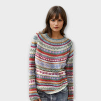 Danne™ | Regenbogen gestreifter Pullover – Weiß