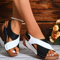 Karla | Damen Orthopädische Kreuzriemen Sandalen Komfort Sommer Aktiv – Schwarz mit Weiß