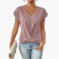 Clara | Lässiges T-Shirt mit Sweetheart-Ausschnitt – Rosa
