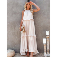Damen Ausgestelltes ärmelloses Kleid | Maxi – Aprikose