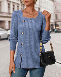 Muriel - Rippenstrick-Oberteil – Blau